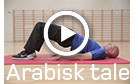 Foto af lænderygøvelse med playknap og teksten arabisk tale.